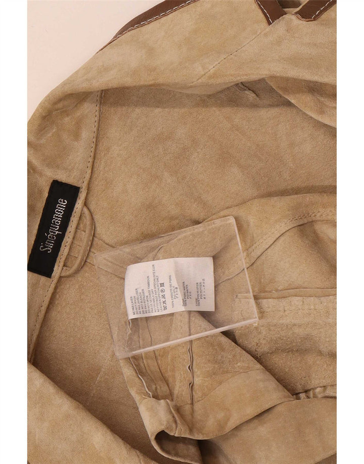 Sinequanone Damen Bolerojacke aus Wildleder mit 3/4-Ärmeln IT 42 Mittelbeige