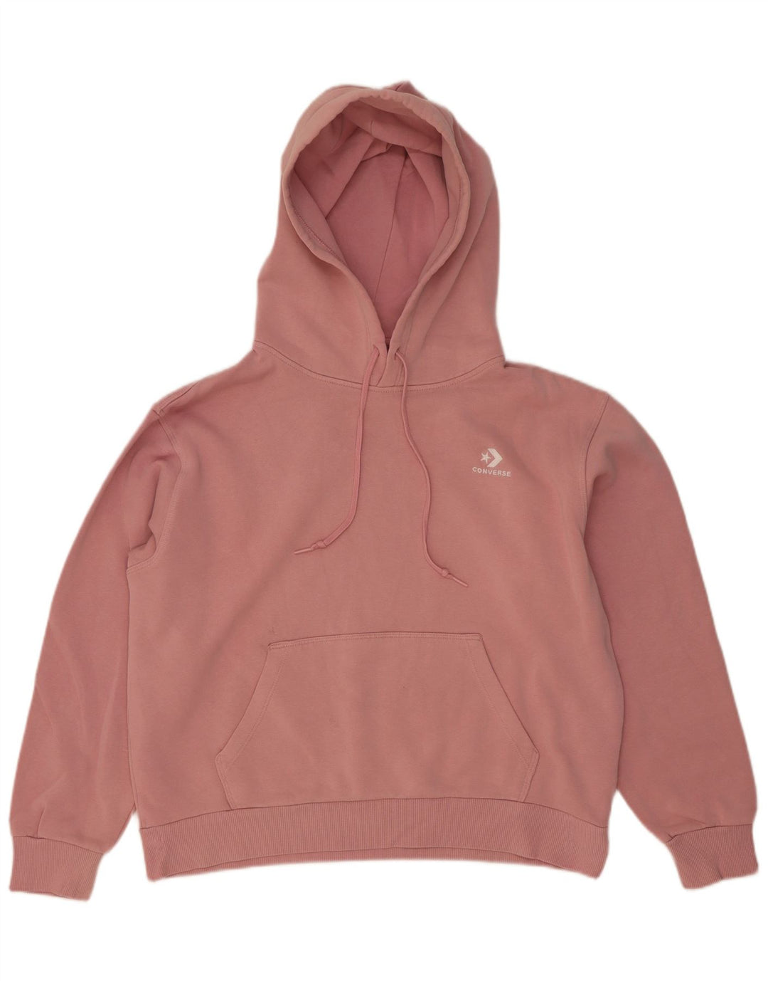 Converse Damen Übergroßer Kapuzenpullover UK 14 Mittelrosa Baumwolle