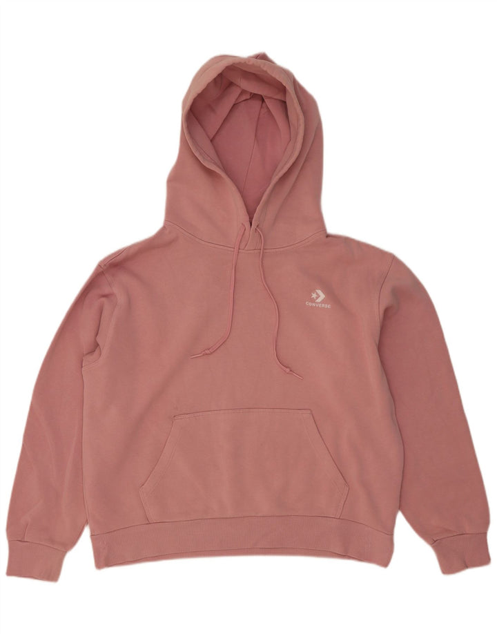 Converse Damen Übergroßer Kapuzenpullover UK 14 Mittelrosa Baumwolle