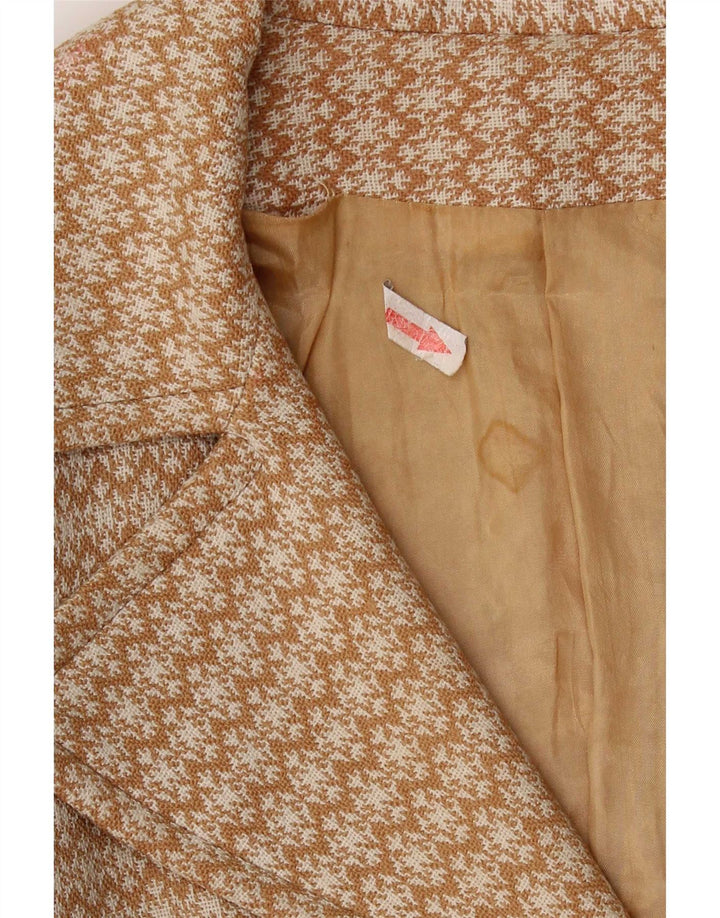 Vintage Damen Mantel UK 10 Small Beige Geometrisch