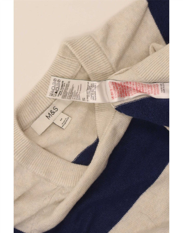 Marks & Spencer Damen-Pullover mit Rundhalsausschnitt, Gr. 14, mittelbeige gestreift