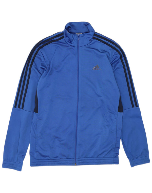 Adidas Herren-Trainingsanzug-Oberteiljacke UK 40/42 Mittelblaues Colourblock-Polyester