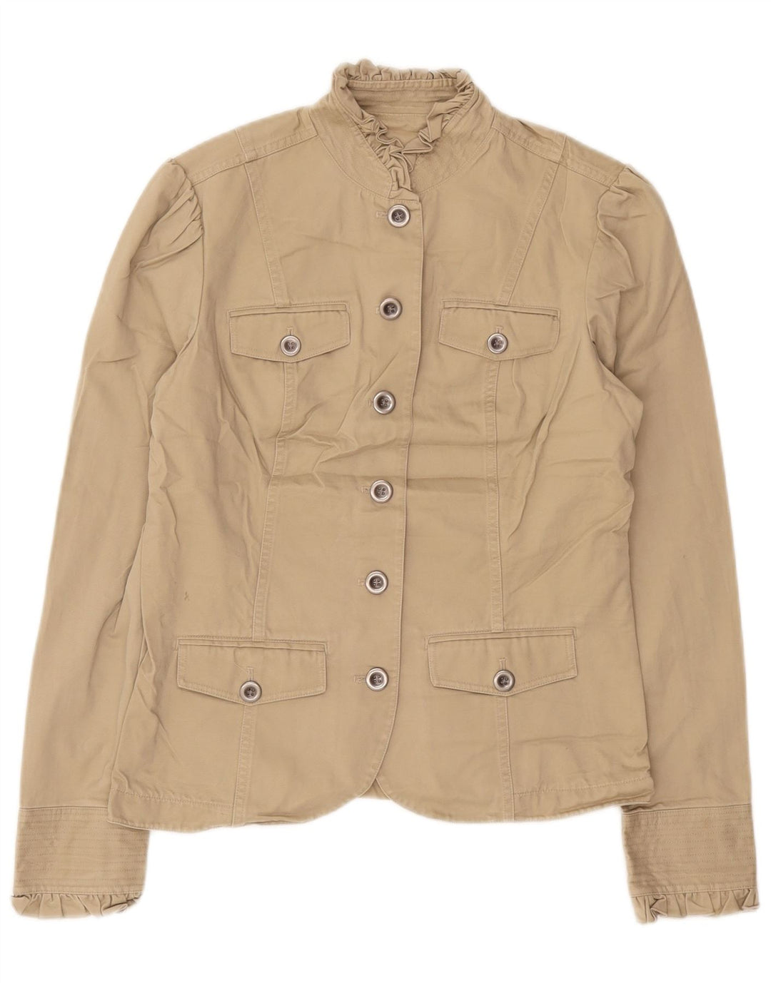 Eddie Bauer Womens Tall Blazer Jacke UK 12 Mittelbeige Baumwolle