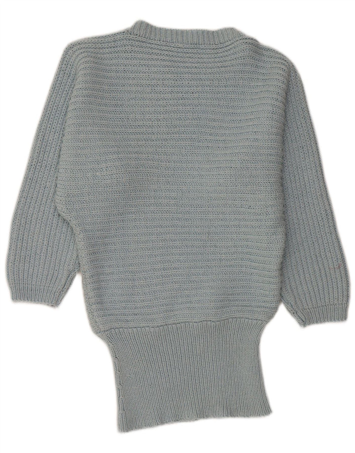 VINTAGE Damen-Pullover mit Fledermausärmel und U-Boot-Ausschnitt, UK 14, Mittelblau