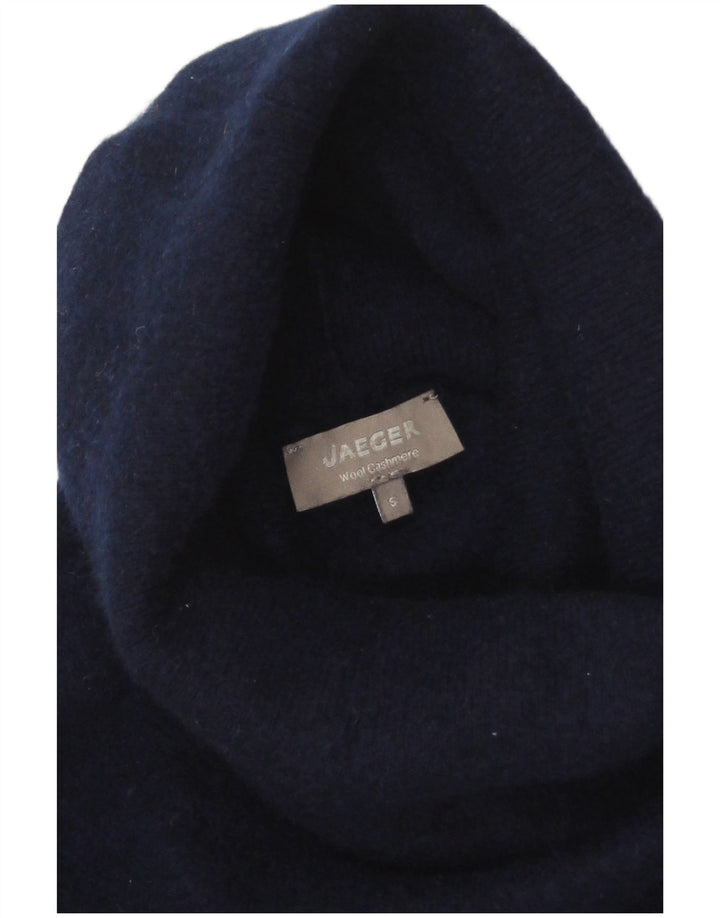 Jaeger Womens Crop Rollkragenpullover Pullover UK 10 Small Marineblaue Wolle