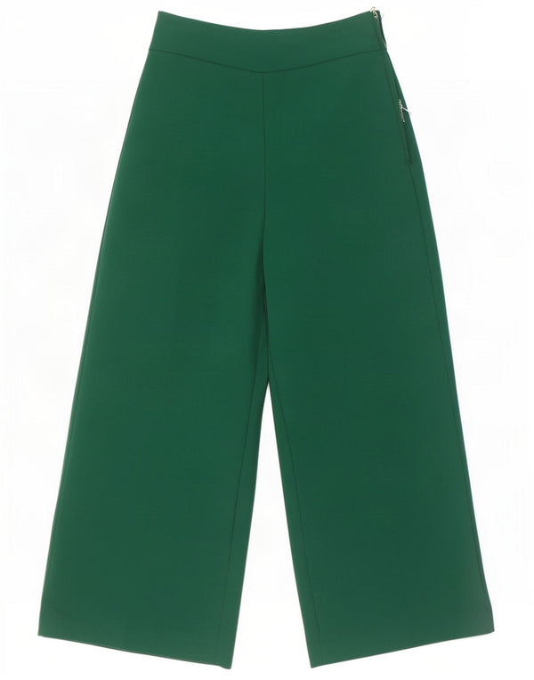 Zara Damen-Freizeithose mit hoher Taille und weitem Bein, Größe S, W26, L26, Grün