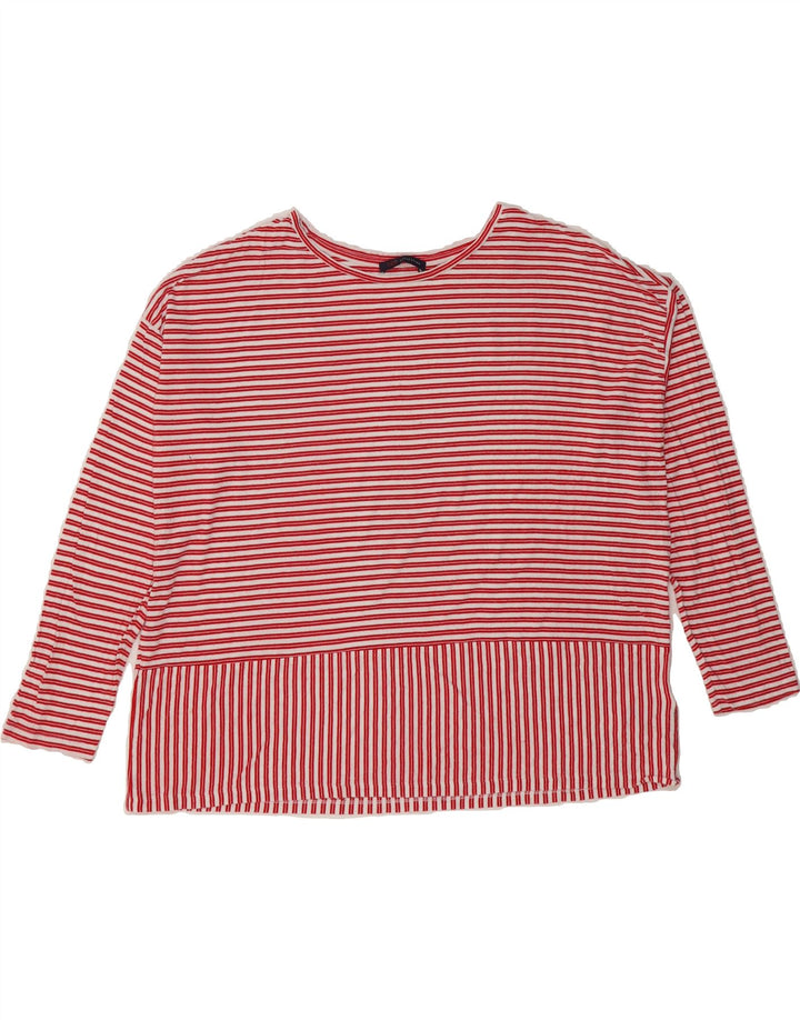 MARKS & SPENCER Womens Top Long Sleeve UK 20 2XL Red Striped Viscose Vintage Marks & Spencer and Second-Hand Marks & Spencer from Messina Hembry 