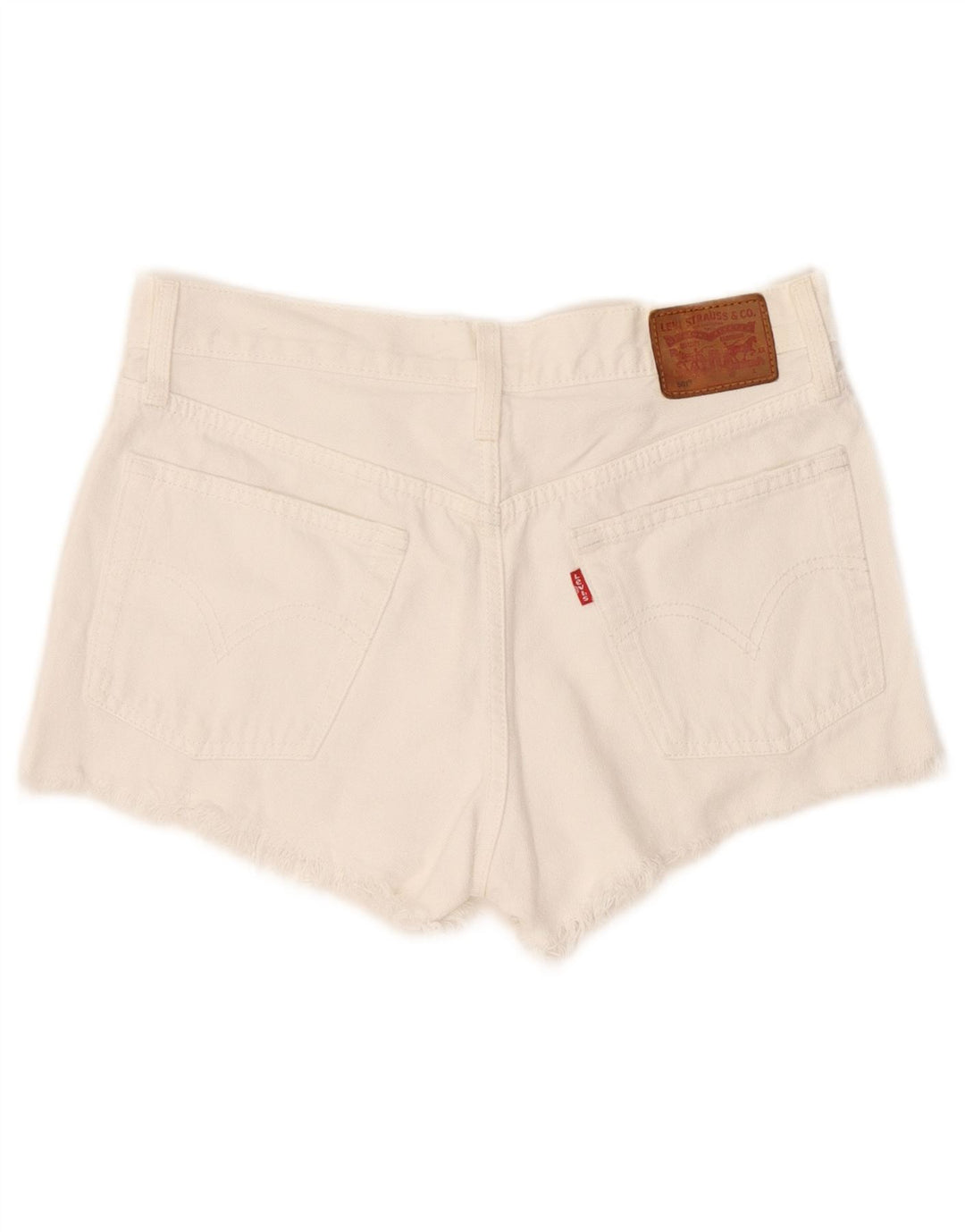 Levi's Damen 501 Distressed Denim Shorts W26 Small Weiße Baumwolle