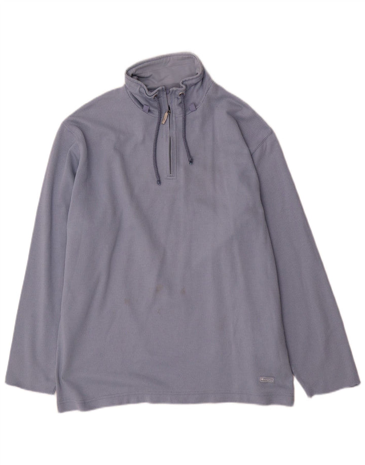 Champion Herren-Sweatshirt mit Reißverschluss am Hals, mittelblaue Baumwolle