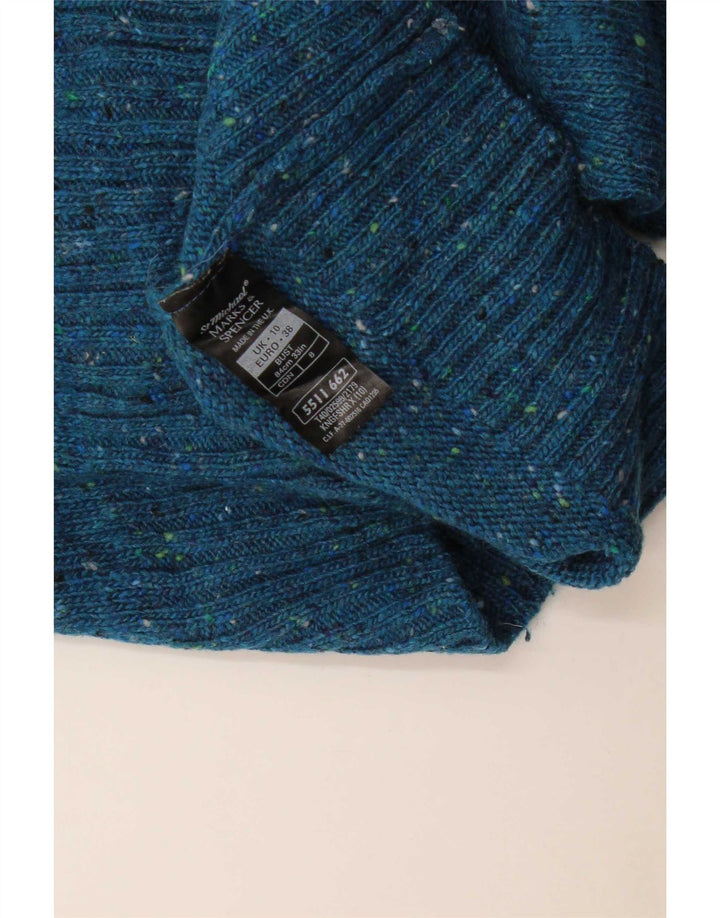 Marks & Spencer Damen-Pullover mit V-Ausschnitt, Gr. 10, Größe S, Blau meliert