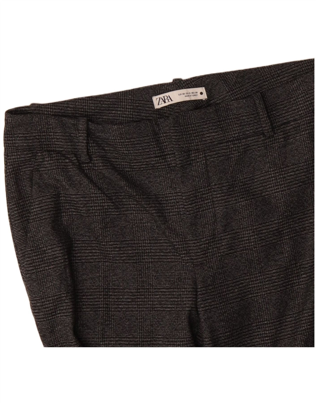 ZARA Damen Slim Anzughose EU 40 Mittel W30 L29 Grau kariertes Polyester