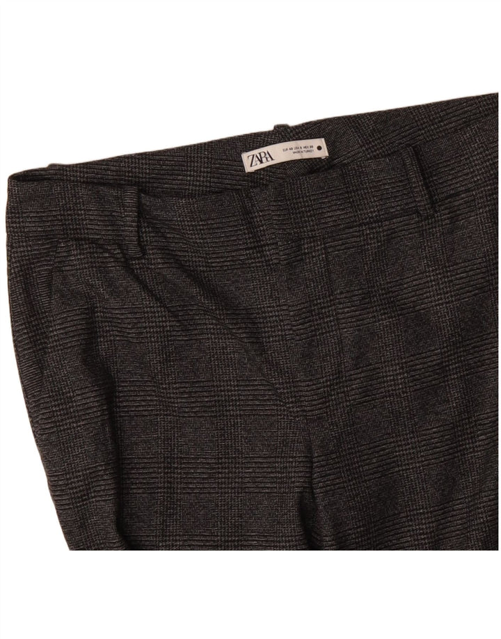 ZARA Damen Slim Anzughose EU 40 Mittel W30 L29 Grau kariertes Polyester