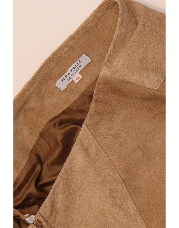 Vintage Damen Wildlederrock IT 46 Groß W30 Beige Leder