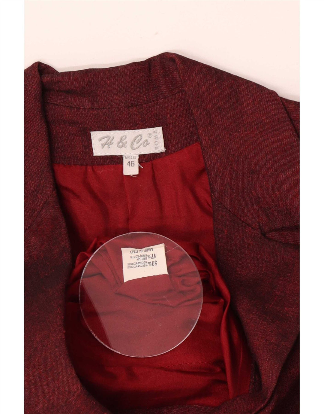 Vintage Damen 2-Knopf-Blazerjacke IT 46 Large Burgundy Viscose
