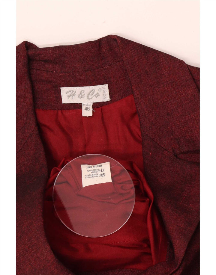 Vintage Damen 2-Knopf-Blazerjacke IT 46 Large Burgundy Viscose