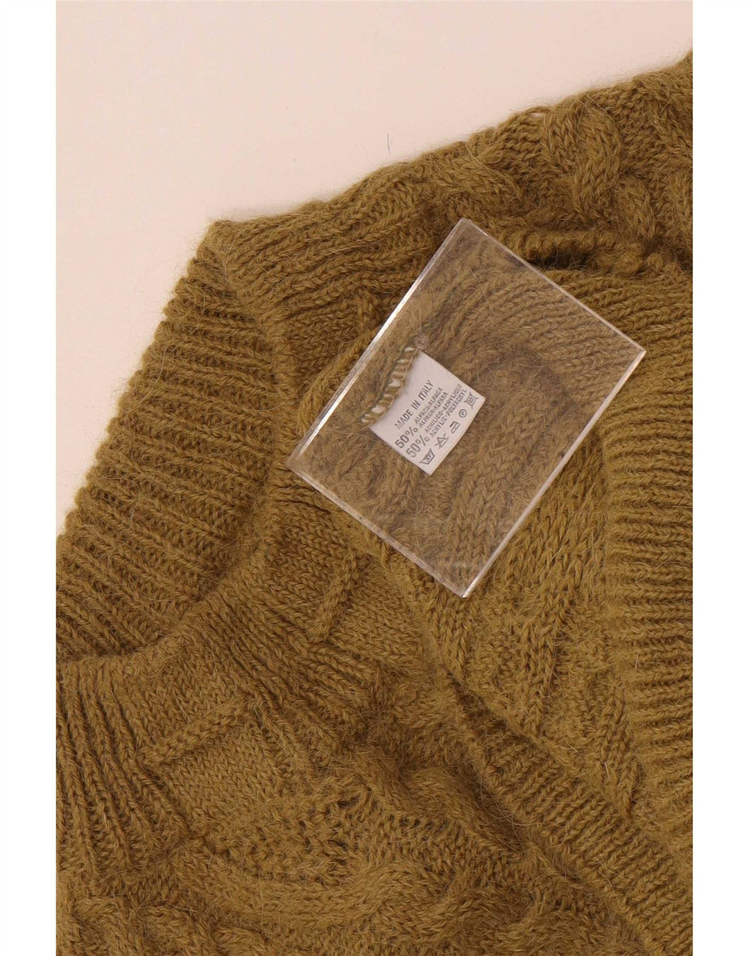 Vintage Herren Rollkragenpullover Pullover Small Khaki Alpakawolle