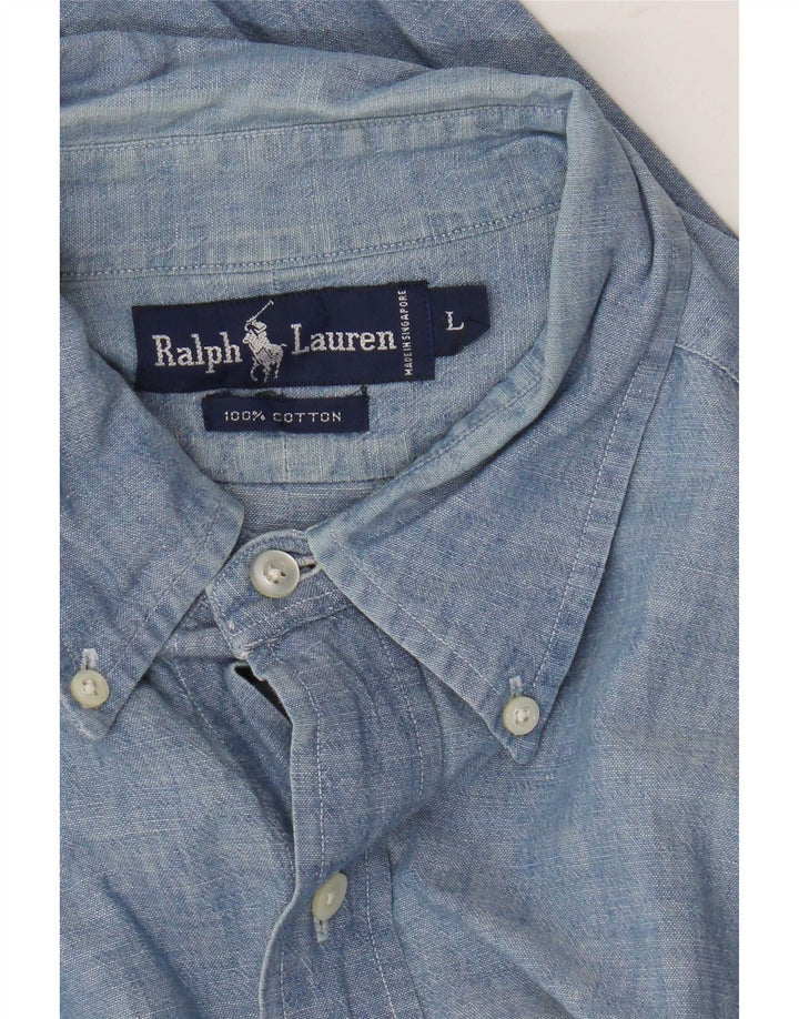 Ralph Lauren Herrenhemd, groß, aus blauer Baumwolle