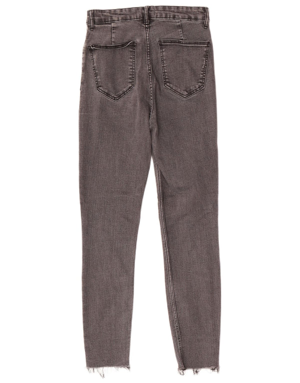 Zara Damen Crop High Waist Skinny Jeans EU 38 Small W28 L25 Schwarze Baumwolle