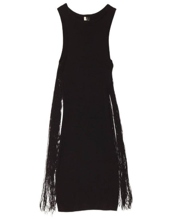 Topshop Damen Ärmelloses Maxikleid UK 6 XS Schwarz Viskose