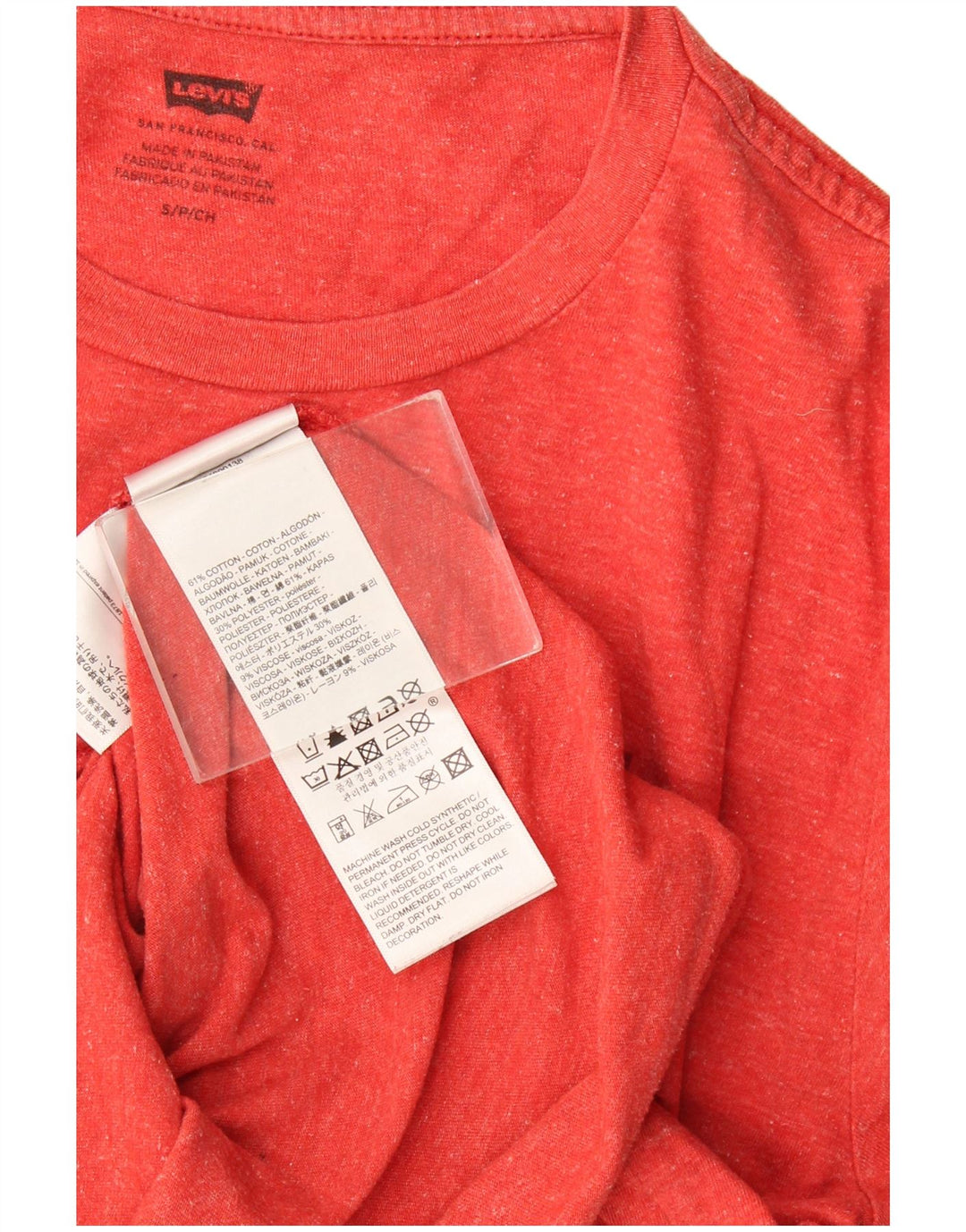 Levi's Herren-T-Shirt mit Grafik, Größe S, rot gefleckte Baumwolle