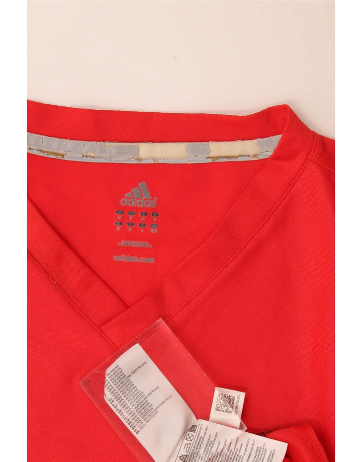 Adidas Herren T-Shirt Top Mittelrotes Colourblock-Polyester