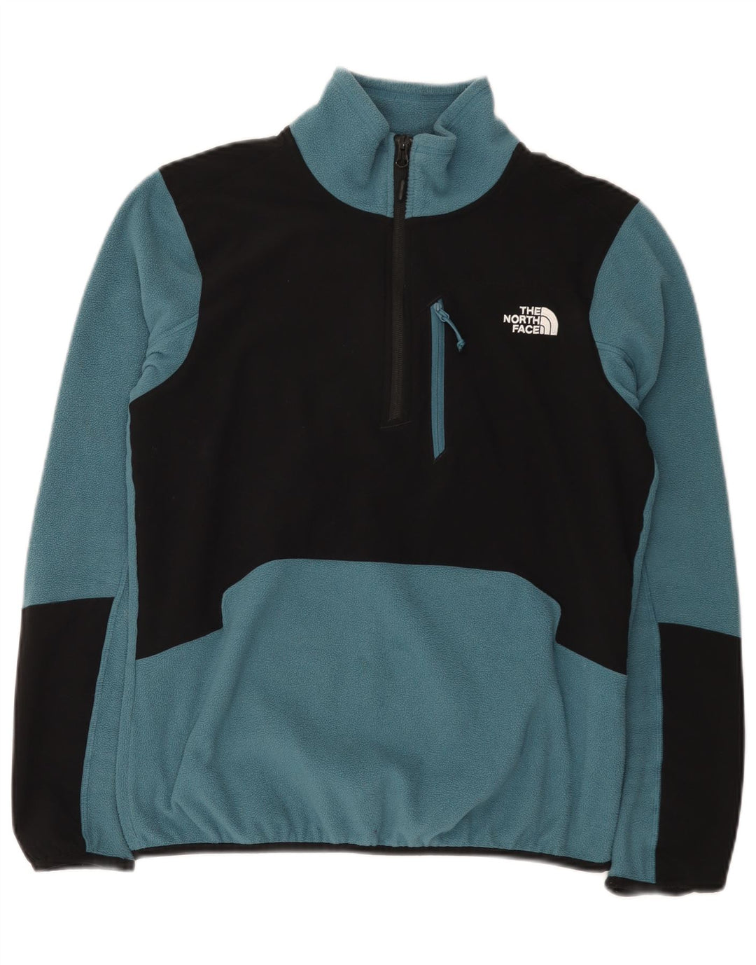 The North Face Herren-Fleecepullover mit Reißverschluss am Hals, kleines blaues Farbblock-Polyester