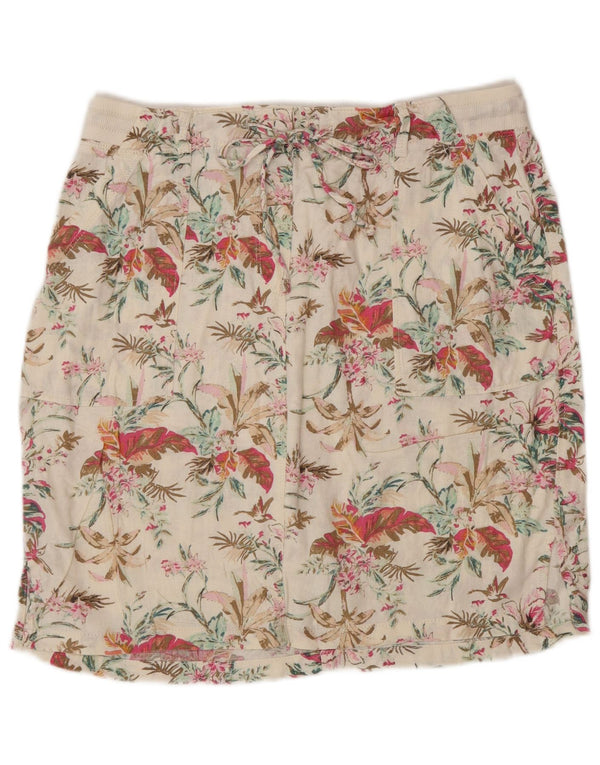 Gerader Damenrock von Marks & Spencer UK 12 Medium W30 Off White Floral