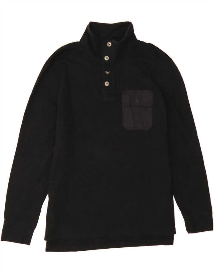 CONVERSE Mens Button Neck Sweatshirt Jumper Large Black Cotton Vintage Converse and Second-Hand Converse from Messina Hembry 
