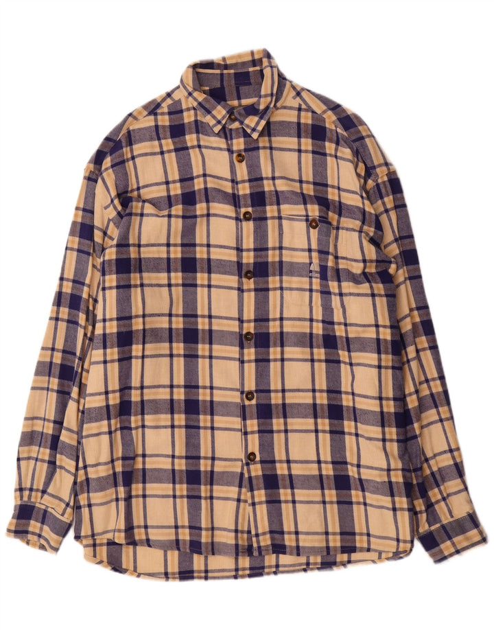 Ellesse Mens Flannel Shirt XL Beige Check Cotton