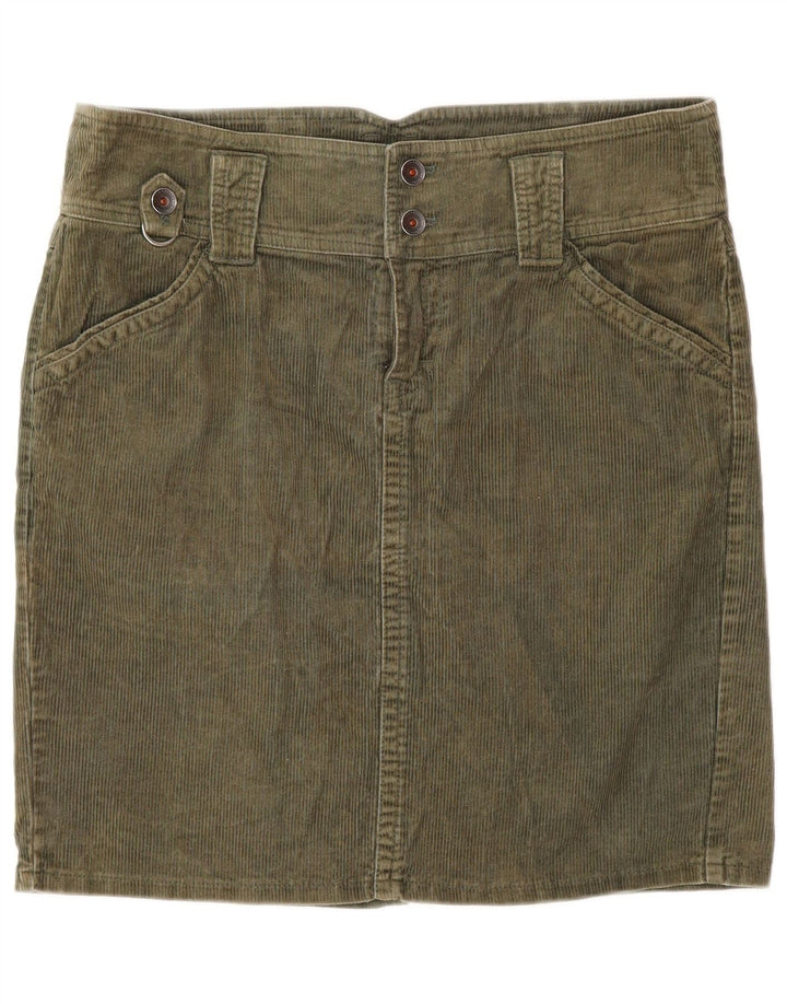 Benetton Damen Cordrock IT 44 Medium W32 Khaki Baumwolle