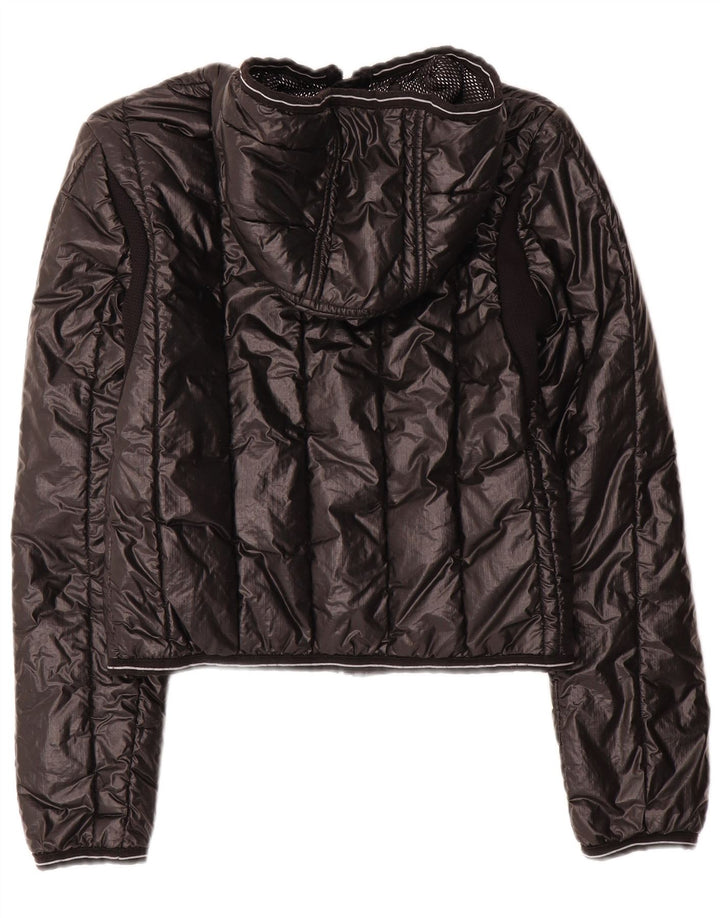 Refrigiwear Damen Kapuzen-Kurzpolsterjacke IT 42 Mittelschwarzes Nylon