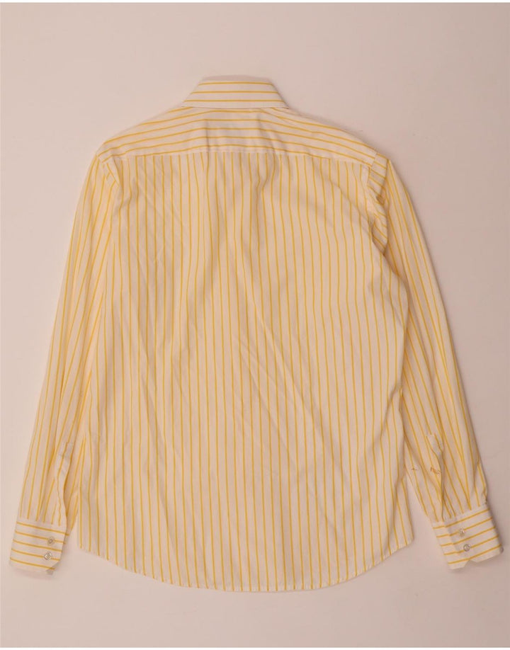 HUGO BOSS Herrenhemd Größe 40 15 3/4 mittelgelb gestreifte Baumwolle