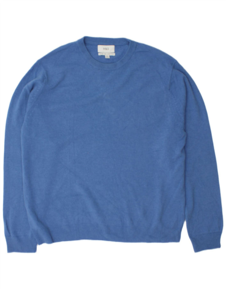 Marks & Spencer Herren-Pullover mit Rundhalsausschnitt, 2XL, blaue Wolle