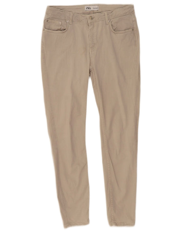 Zara Damen Skinny Freizeithose EU 42 Large W32 L26 Beige