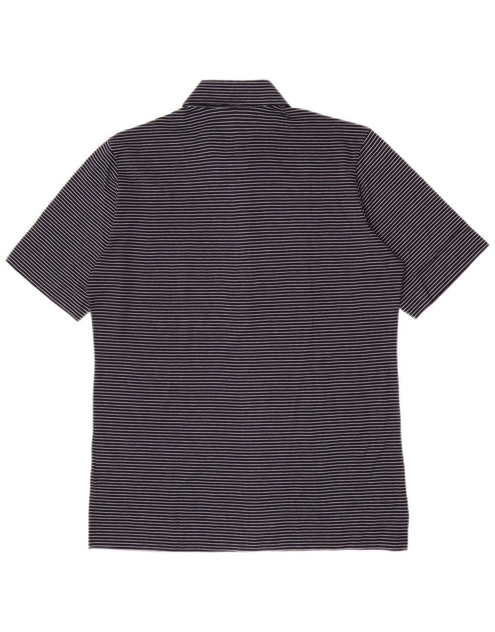 Herion Herren-Poloshirt aus mittelblauer Nadelstreifen-Baumwolle in Marineblau