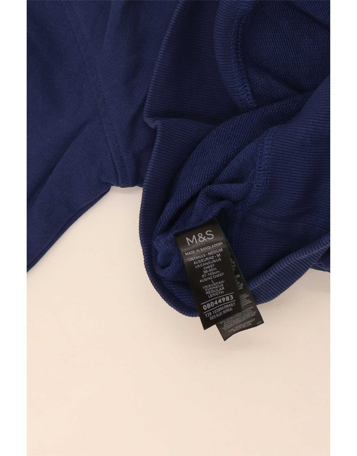Marks & Spencer Herren-Sweatshirt-Pullover aus mittelblauer Baumwolle