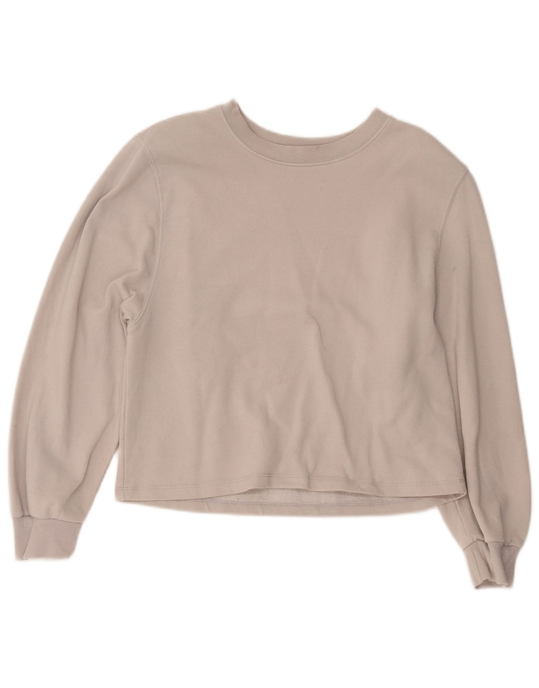 Zara Damen Crop Sweatshirt Pullover UK 14 Mittelgraue Baumwolle