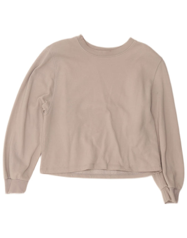Zara Damen Crop Sweatshirt Pullover UK 14 Mittelgraue Baumwolle