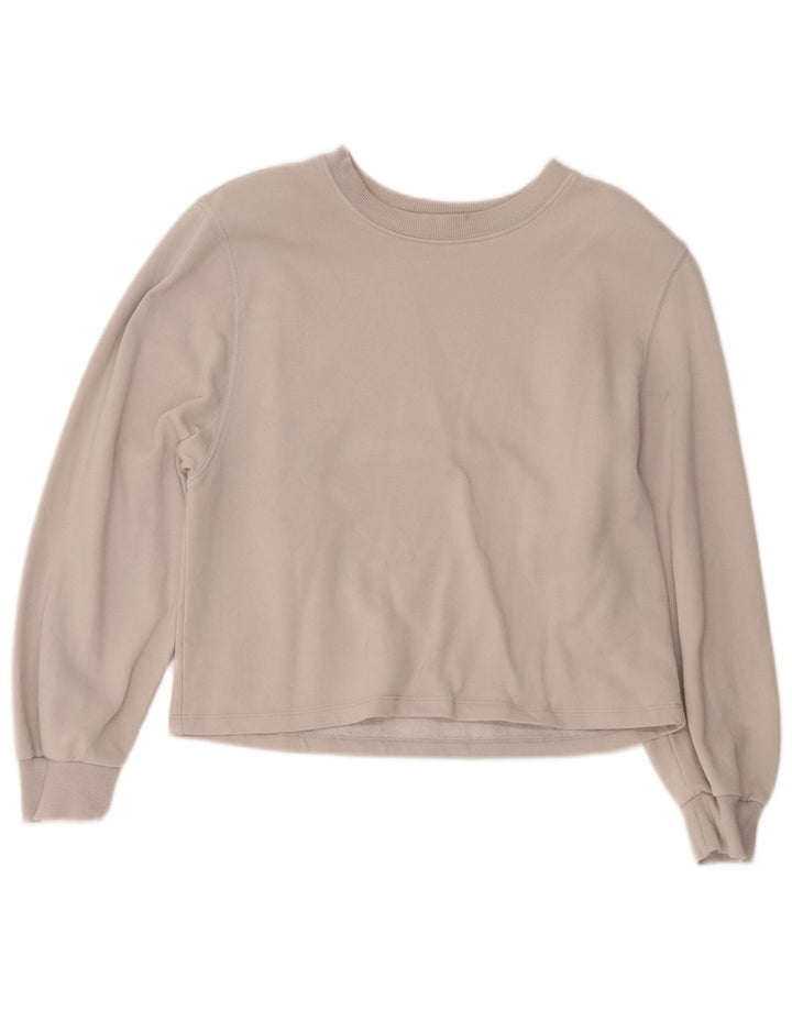 Zara Damen Crop Sweatshirt Pullover UK 14 Mittelgraue Baumwolle