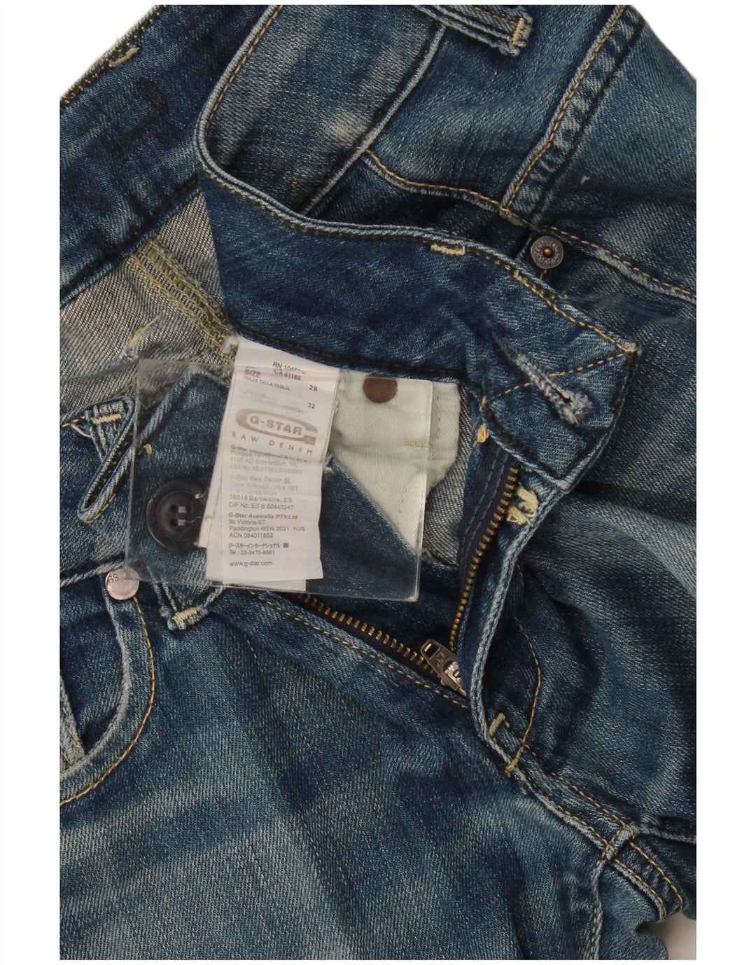G-Star Damen Distressed Straight Jeans W28 L32 Blaue Baumwolle