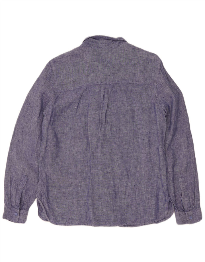 Marks & Spencer Damenhemd UK 12 Mittelblaues Leinen