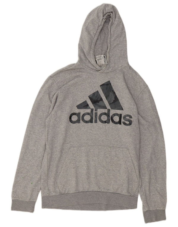 Adidas Herren Graphic Hoodie Pullover Mittelgrau gefleckte Baumwolle