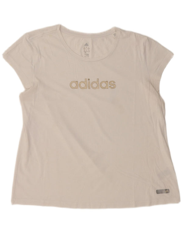 Adidas Damen Grafik T-Shirt Top UK 20/22 XL Weiße Baumwolle