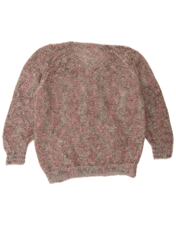 Vintage Damen V-Ausschnitt Pullover Pullover UK 18 XL Pink