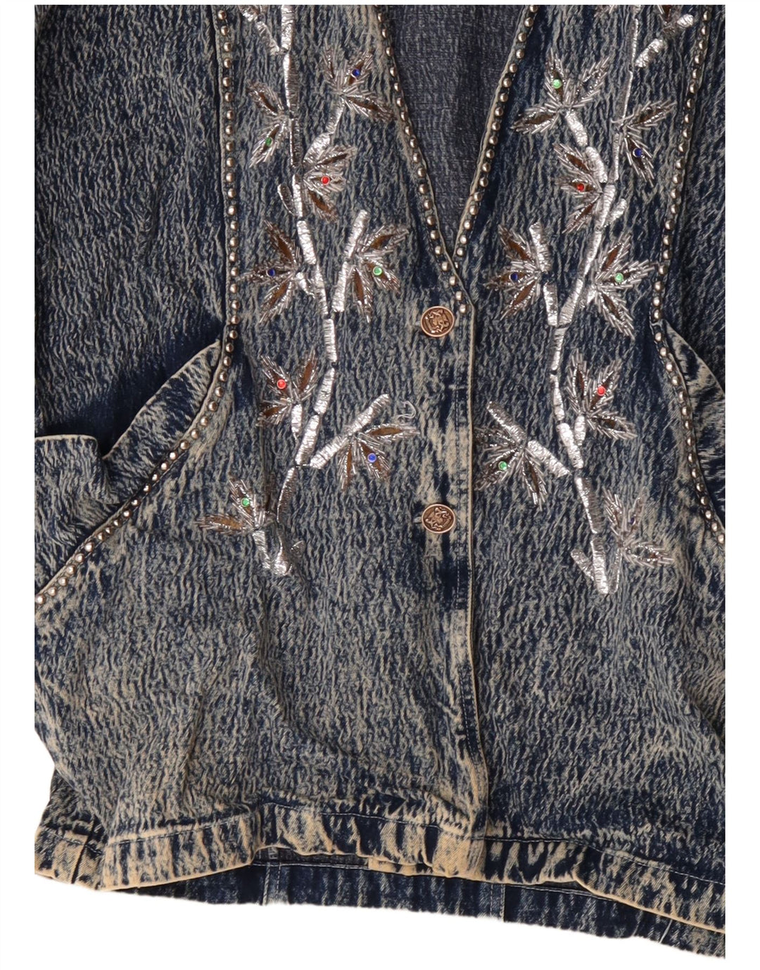 JAZZINO Damen 3/4-Ärmel übergroße Jeansjacke UK 18 XL Blau geblümt