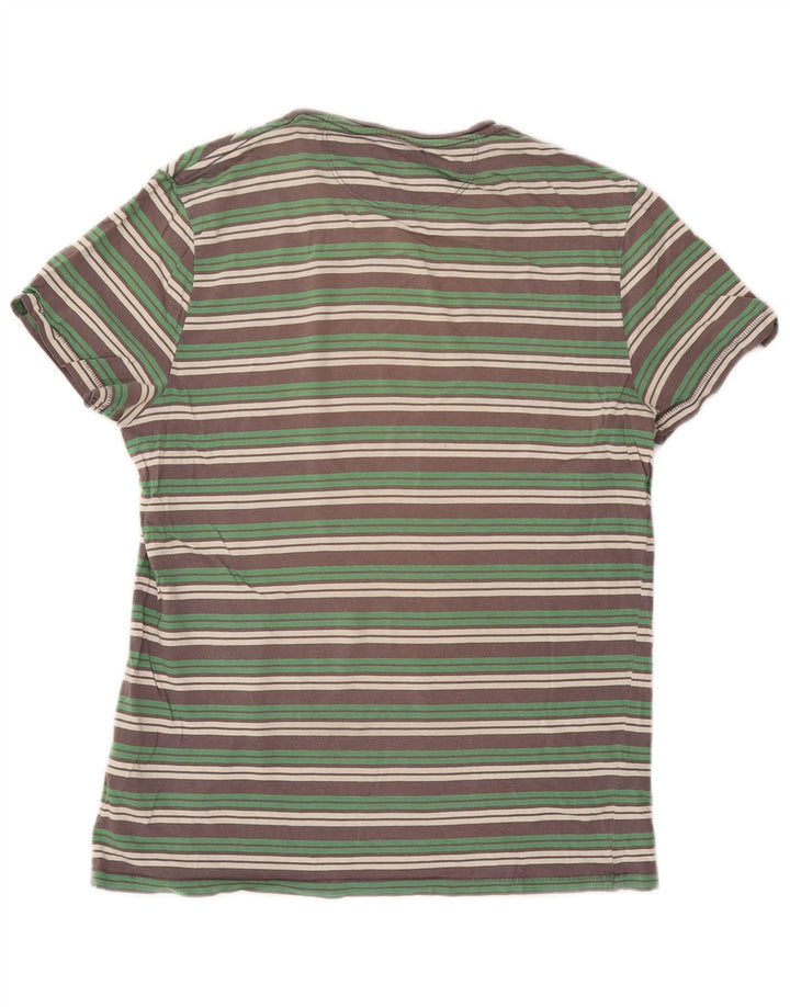 Levi's Herren-T-Shirt-Oberteil aus mittelgrün gestreifter Baumwolle