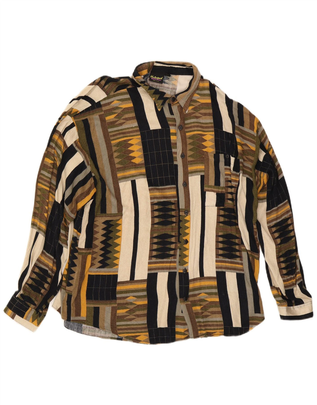 Hutspah Herrenhemd XL Mehrfarbiges geometrisches Rayon