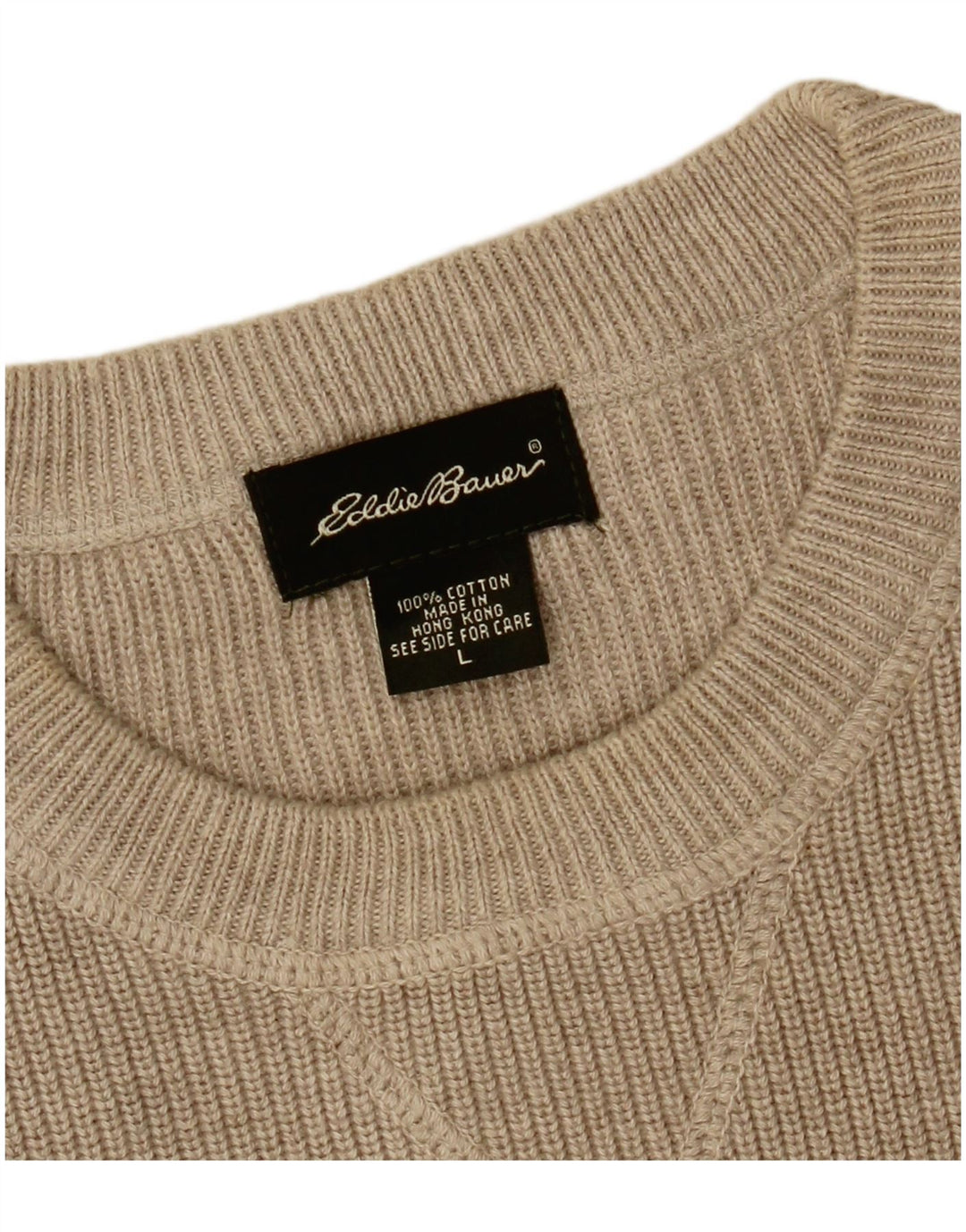 Eddie Bauer Herren-Pullover mit Rundhalsausschnitt, groß, beige Baumwolle