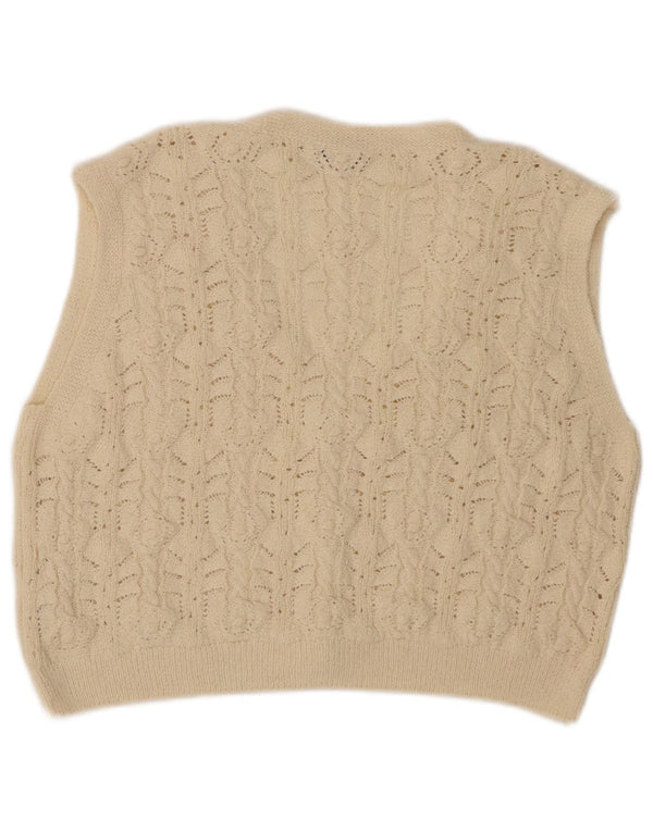 ZARA Damen Crop Ärmelloser Cardigan Pullover UK 14 Mittelbeige Polyester