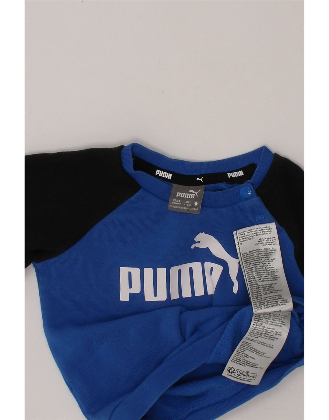 PUMA Baby Boys Graphic Sweatshirt Jumper 3-6 Months Blue Colourblock Vintage Puma and Second-Hand Puma from Messina Hembry 